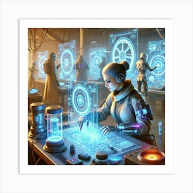 A Sci Fi Scene Showcasing Saren Deyra Tech Innovator Art Print