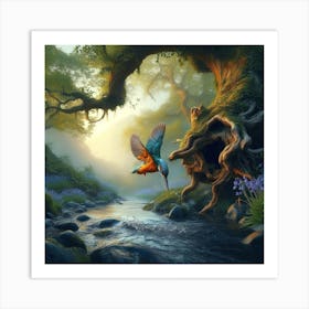 Kingfisher In The Forest 13 Art Print