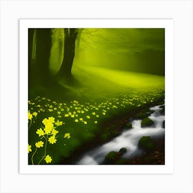 Stream In The Forest Art Print