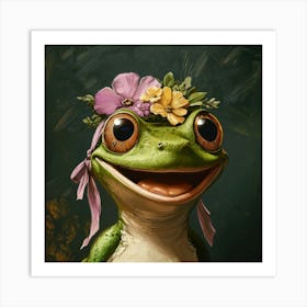 Frog With Flowers 1 Art Print