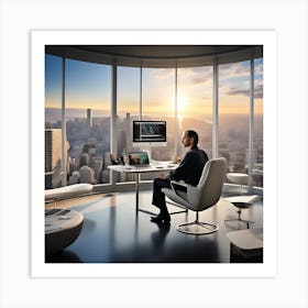 Man Working In His Office Art Print