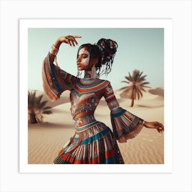 African Woman In The Desert Art Print