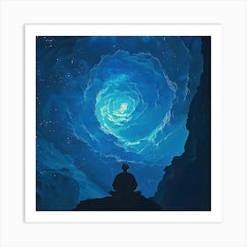 Meditating Man In Space Art Print