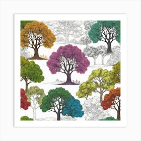 Colorful Trees Art Print