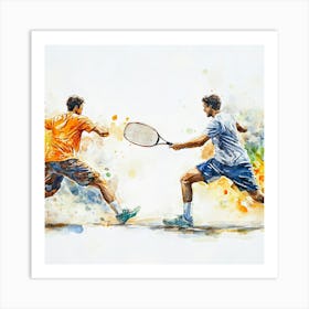 Tennis Players In Action Art Print