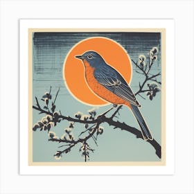 Retro Bird Lithograph Eastern Bluebird 3 Art Print