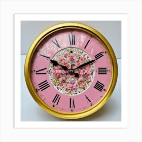 Pink Clock With Beautiful Designs And Numbers 1 Art Print