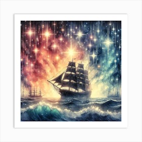 Of A Ship In The Sea Art Print