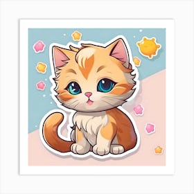 Cute Kitten Sticker Art Print