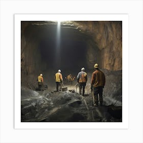 Mine Workers In A Mine Art Print