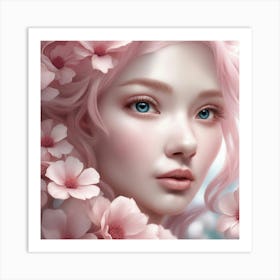 Beautiful Girl With Pink Hair 02 Art Print