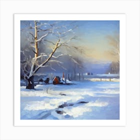 Winter in the village Art Print