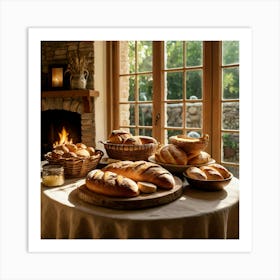 Breads On A Table Art Print