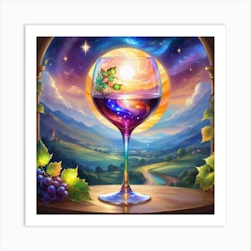 Wine Glass With Grapes Art Print