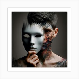 Portrait Of A Man With A Mask Art Print