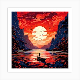 Sunset In The Lake Art Print