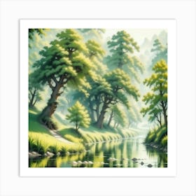 River In The Forest 65 Art Print