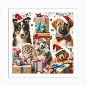 Christmas Dogs 4 Art Print