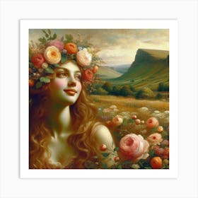 Girl With Flowers 1 Art Print