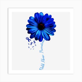 Child Abuse Awareness Beautiful Flower Blue Ribbon Art Print