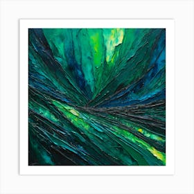 Abstract Painting Green and Blue Color 6 Art Print