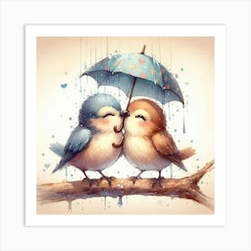 Birds In The Rain 1 Art Print