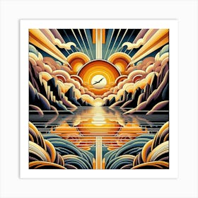 Sunrise Over The Lake Art Print