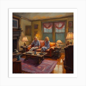 Two People In A Living Room Art Print