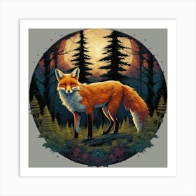 Fox In The Woods 21 Art Print