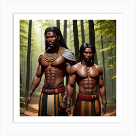 Two Indian Men In The Forest Art Print