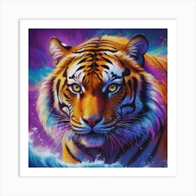 Tiger In The Ocean Art Print