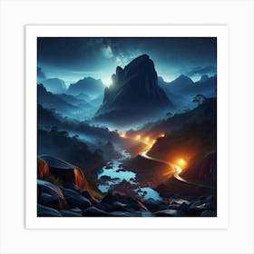 Night In The Mountains Art Print