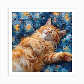 Starry Night Cat Art Print