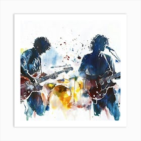 Two Musicians Playing Guitars Art Print