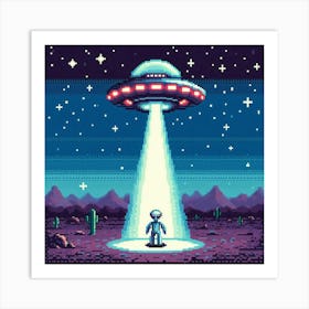 8-bit alien abduction Art Print