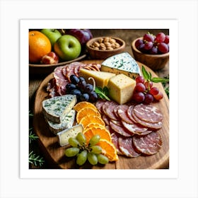 Cheese And Fruit Platter Art Print