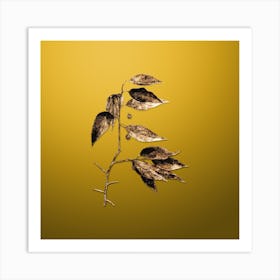 Gold Botanical European Nettle Tree on Mango Yellow n.0317 Art Print