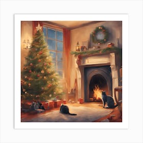 Christmas In The Living Room Art Print