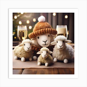 Firefly Festive Holiday Gathering With A Woolly Sheep Family 34774 (2) Art Print