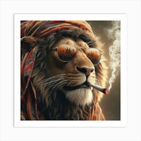 Lion Smoking Weed 2 Art Print