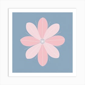 A White And Pink Flower In Minimalist Style Square Composition 505 Art Print