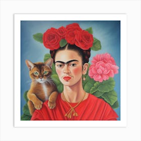 katzen kunst mit Frida Art Print