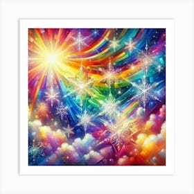 Rainbows And Snowflakes 1 Art Print