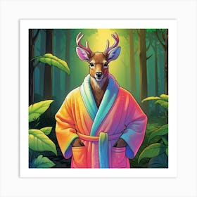 Deer In Bathrobe 4 Art Print