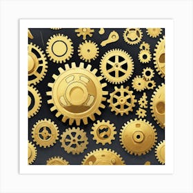 Gold Gears Art Print