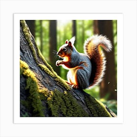 Squirrel In The Forest 348 Art Print