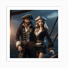 Pirate Ken and Barbie Art Print