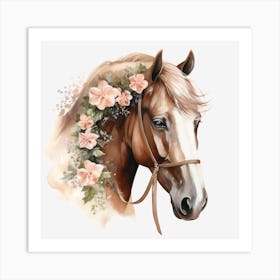 Horse Head With Flowers 1 Art Print