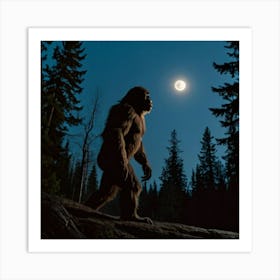 Bigfoot In The Woods Art Print