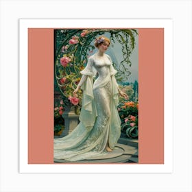 Lady In White Art Print